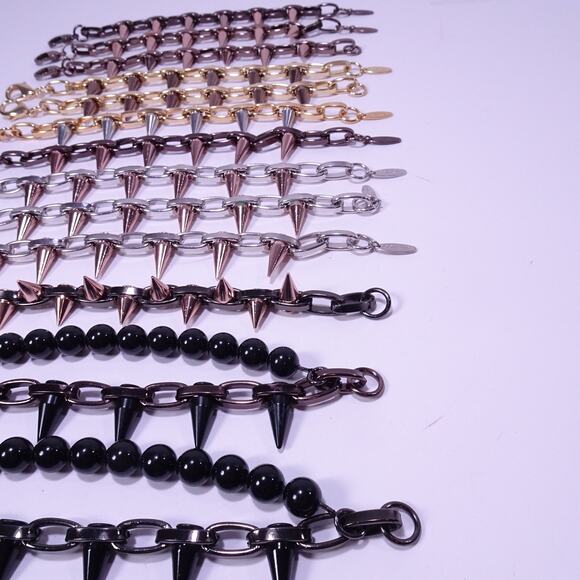 Joomi Lim Women's Single Row Spike Black Bead Two Row Bracelet NWOT 168 - Picture 3 of 8